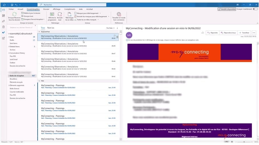 Capture d'écran — Série de 35 tutoriels interactifs Outlook